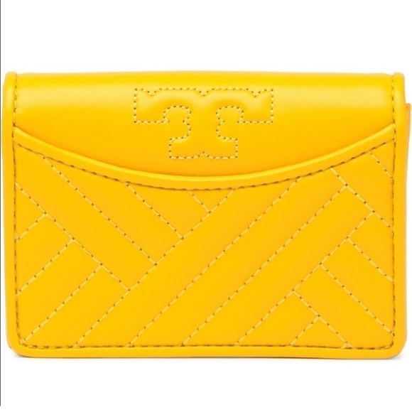 Tory Burch Handbags - New Tory Burch mini wallet bifold yellow leather NWT